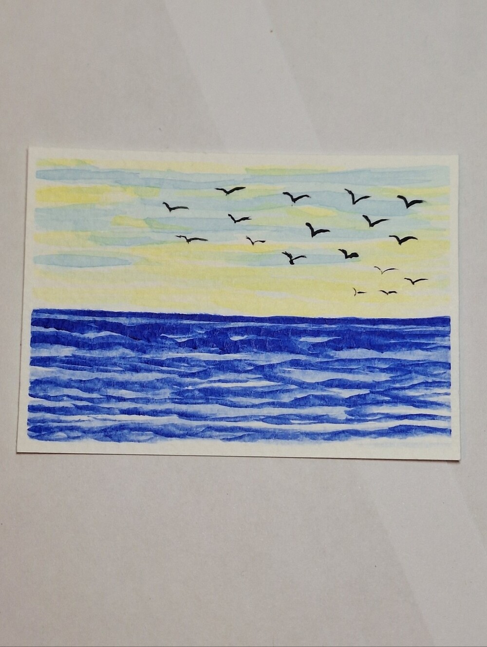 "Untroubled Waters" Hand-painted gouache painting (Tiny original artwork) - Picture 9 of 9